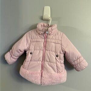London Fog Pink Faux Fur Trim Puffer Coat – 18M